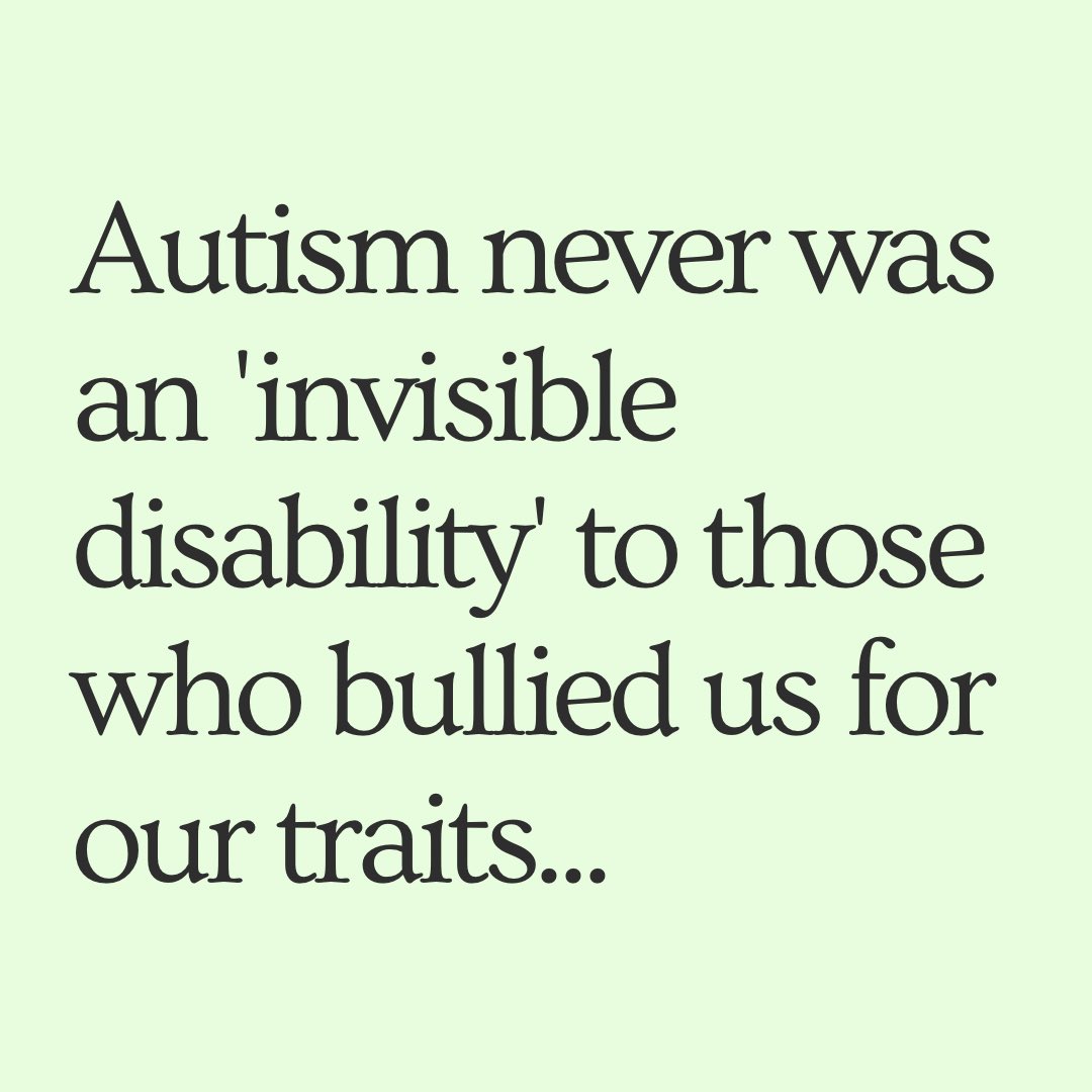 neuro_lou's tweet image. Autism never was an invisible disability to those who bullied us for our traits
#Autism #ActuallyAutistic #Neurodivergent #Disabled #Disability #Autistic