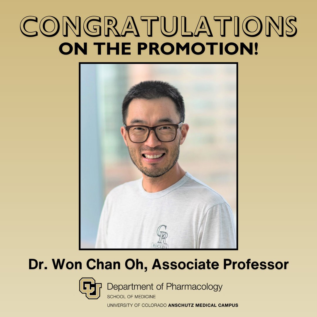 Congratulations, Dr. Won Chan Oh, on being promoted to Associate Professor in the Department of Pharmacology at CU Anschutz! We are so lucky to have you on our faculty, and are excited to see what you accomplish next!🎉 #CUAnschutz #CUAnschutzPharmacology #Pharmacology #Promotion