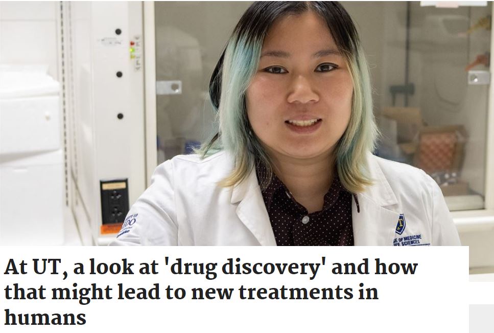 Jennifer Nguyen, a Ph.D. Candidate in the Bioinformatics Track in Dr. James Burkett's lab had her research story "At UT, a look at 'drug discovery' and how that might lead to new treatments in humans" published in The Blade this month.
Congratulations, Jennifer!