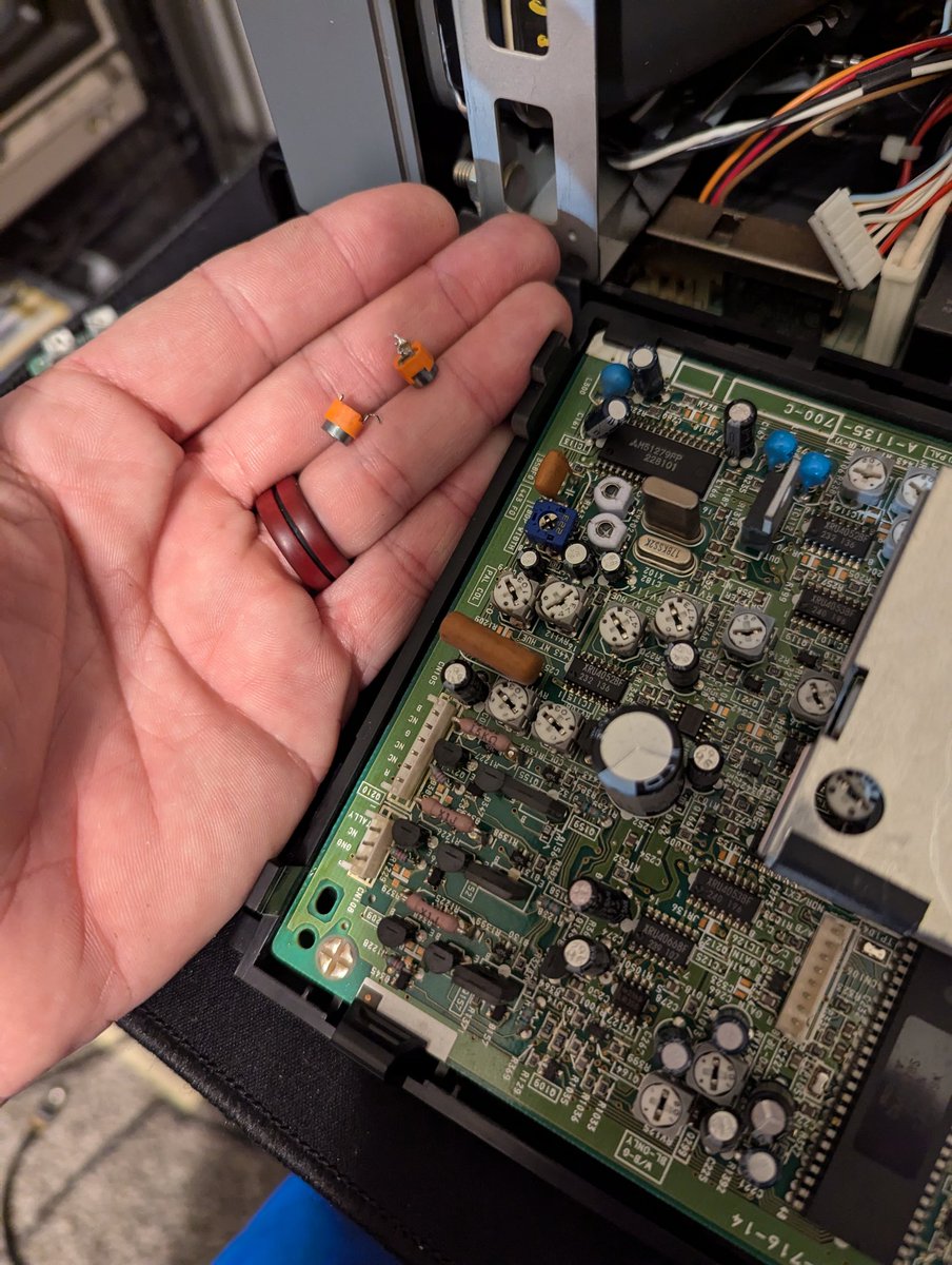 CableBoxMods's tweet image. The Sony #PVM 8044Q got some much needed love a little while back. Swapped out the troublesome trimmer caps (cause B&amp;amp;W picture) and replaced the leaking power supply caps. Now she should be good to go for many more years to come...and yes the tally light is purple 😂