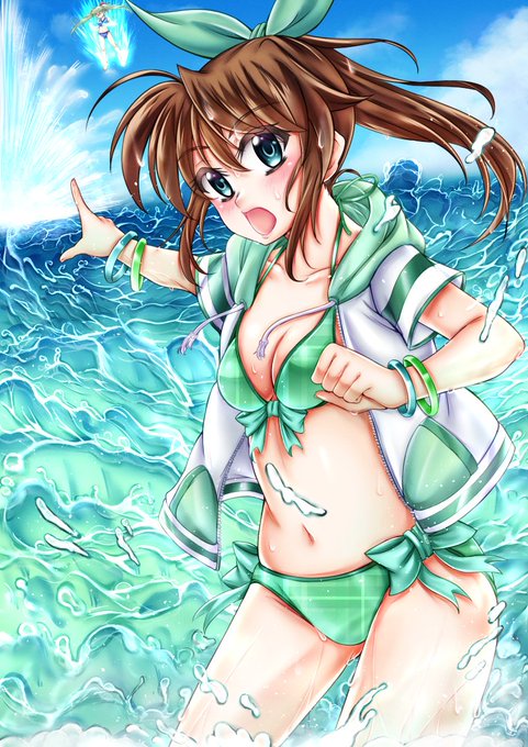 海でトレーニング中のフーカとアインハルトさんを描きました～ 