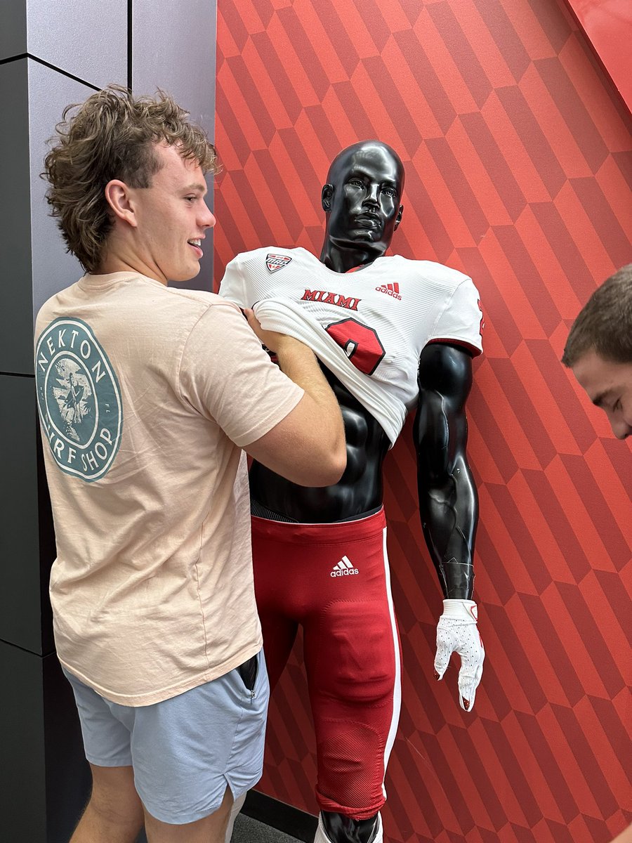 Miami U Football Equipment (@miamifbeq) on Twitter photo Starting off our student spotlights w/a larger than life personality
<a href="/ClarkHelgason/">Clark Helgason</a>
Year - Sophomore
Major - Sports Leadership and Management
Position group - D-Line
Favorite uniform combo - all white w/red outlined Ms
Favorite EQ memory: Fogo de Chao before the MACCG Starting off our student spotlights w/a larger than life personality
<a href="/ClarkHelgason/">Clark Helgason</a>
Year - Sophomore
Major - Sports Leadership and Management
Position group - D-Line
Favorite uniform combo - all white w/red outlined Ms
Favorite EQ memory: Fogo de Chao before the MACCG
