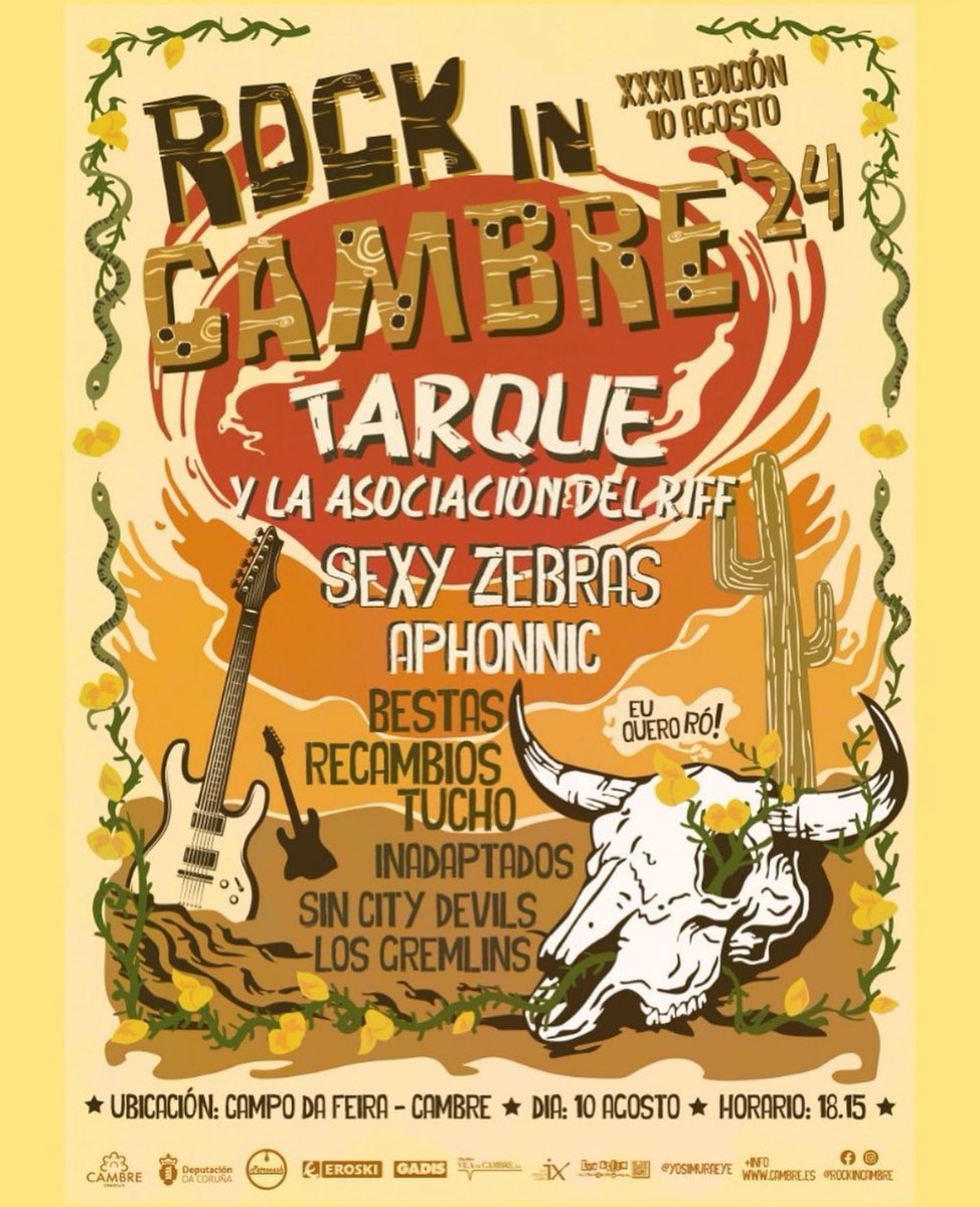 gal_concierto's tweet photo. El 10 de agosto #rockincambre @ConcelloCambre con #tarque @aphonnic @SexyZebras @recambiostucho #bestas @SinCityDevils #inadaptados #gremlins info:https://t.co/oqE9PYrIzj https://t.co/oLY6O8XIW2
