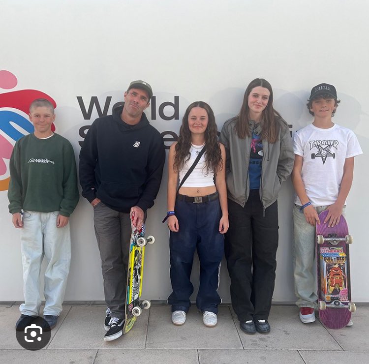 A group of young people with their youth leader or
The GB &amp; NI skateboarding team?