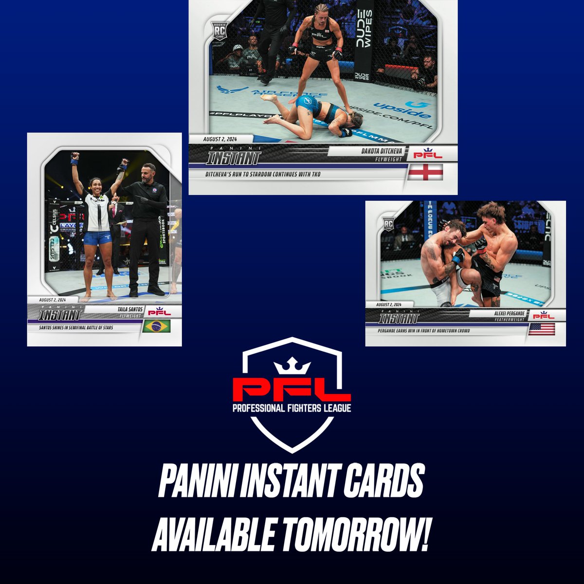 𝗢𝗪𝗡 𝗔 𝗣𝗔𝗥𝗧 𝗢𝗙 𝗛𝗜𝗦𝗧𝗢𝗥𝗬 

Instant <a href="/PaniniAmerica/">Panini America</a> #PFLNashville Trading Cards are available tomorrow!  

🔗pfl.info/PaniniTradingC…