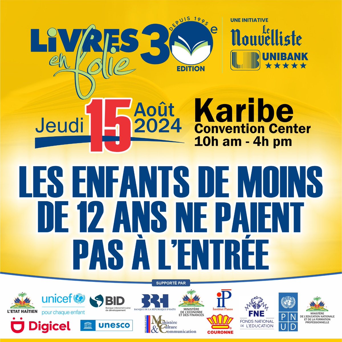 Les enfants doivent lire et faire connaissance le plus tôt avec les auteurs. 
À Livres en folie timoun pa peye.
Li. Li plis. Kontinye li.
