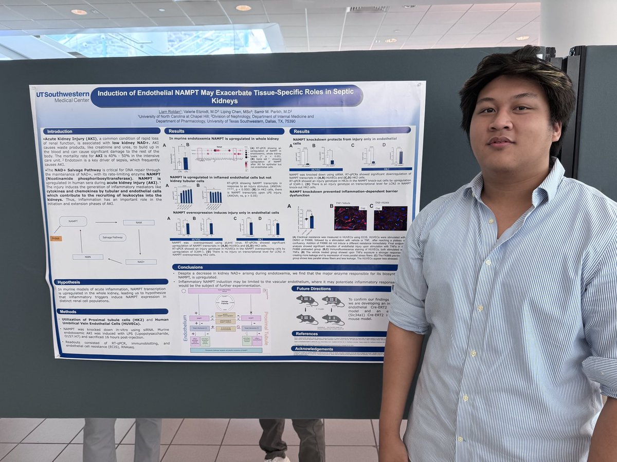 Congrats to our R25 summer student Liam Roldan in Dallas this summer from ⁦<a href="/UNCKidney/">UNC Kidney Center</a>⁩! And congrats to his postdoctoral supervisor ⁦<a href="/VEtzrodtMD/">Valerie Etzrodt</a>⁩ and the whole faculty team leading the R25 grant from <a href="/niddk/">Lee Burns</a> that supports us ⁦<a href="/UTSWNephrology/">UTSW Nephrology</a>⁩