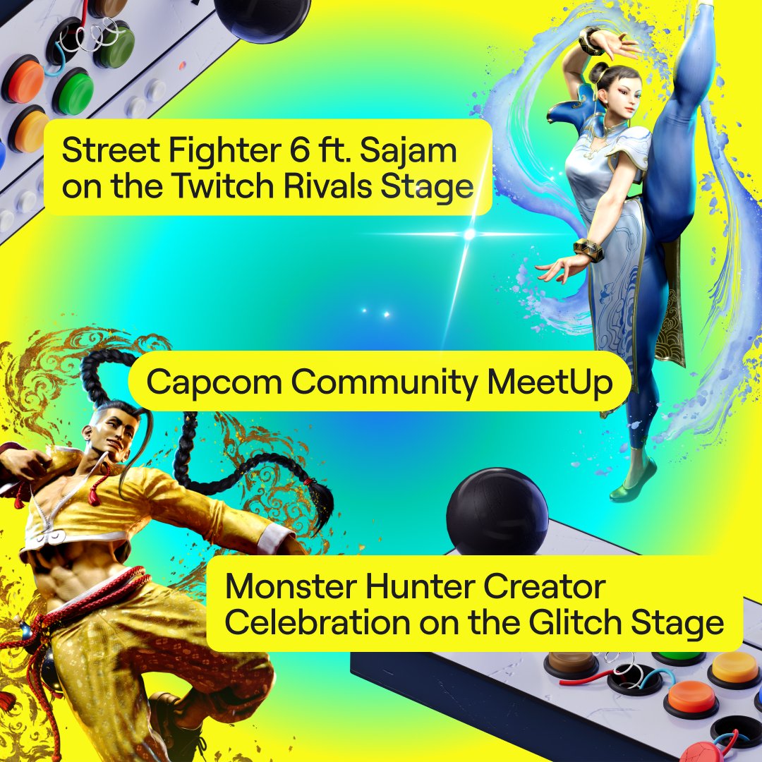 Twitch's tweet photo. Step 1: Secure your tickets.
Step 2: Attend all the Capcom events.
Step 3: Make epic memories.

From giant booths with Monster Hunter Wilds playables to SF Rivals showdowns, you’re gonna want to hit all the Capcom content coming to TwitchCon San Diego! https://t.co/0tvJyIapdt