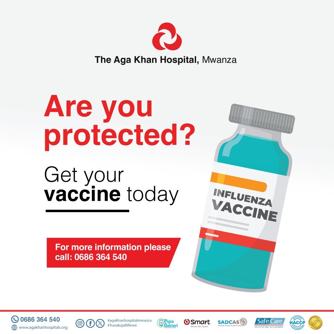 agakhanmwanza's tweet photo. Protect yourself and your loved ones from catching the flu today or call us through +255 686
364 540 for more information
#influenza #vaccine #fluvaccine #agakhanmwanza
#mwanza #mafua #chanjo https://t.co/nDsr29dbDe