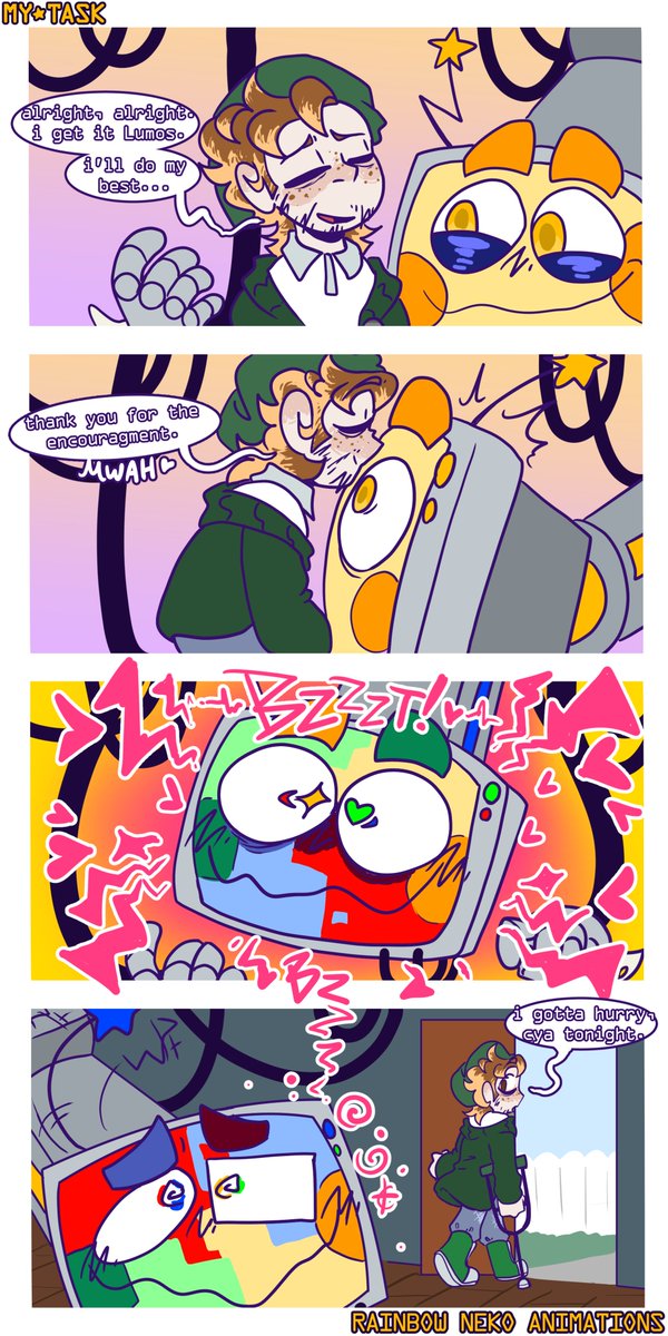 RNanimations's tweet image. MY☆TASK
Chapter 1 - Page 3

lmfao this loser can&apos;t handle getting goodbye kisses, sucks to suck.
#MyTask #digitalart #comic #Lum05andCoda