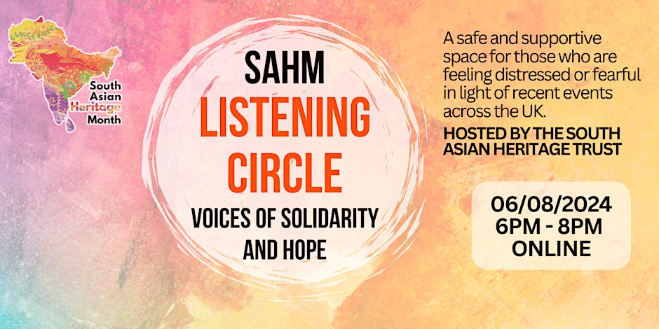 eventbrite.co.uk/e/sahm-listeni…

This evening, for all those who may wish to find a safe space following recent events across the UK

#safespace #online #community