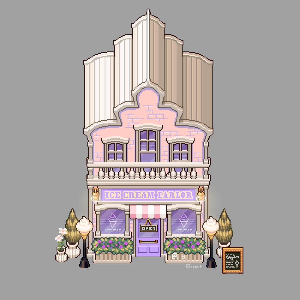 fivekrad's tweet photo. Ice cream parlor🍦🍨🍧🌸 #pixelart https://t.co/Tnvv0RgXBY
