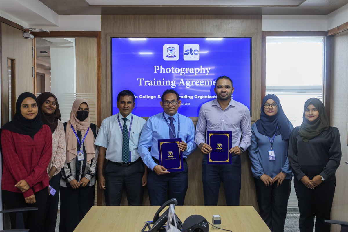 VillaCollegeMv's tweet photo. Villa College and State Trading Organization PLC (STO) have officially partnered to deliver a basic photography course, for the staff of STO, starting from 06th August, 2024. This training initiative aims to empower individuals with photography skills. @stoplc