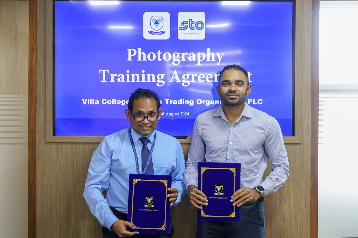 VillaCollegeMv's tweet photo. Villa College and State Trading Organization PLC (STO) have officially partnered to deliver a basic photography course, for the staff of STO, starting from 06th August, 2024. This training initiative aims to empower individuals with photography skills. @stoplc