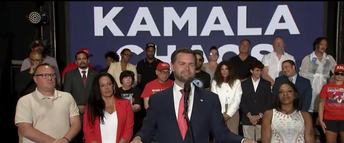 Vance is campaigning in Pennsylvania and it looks like he’s campaigning for Harris.

Terrible advance team work.