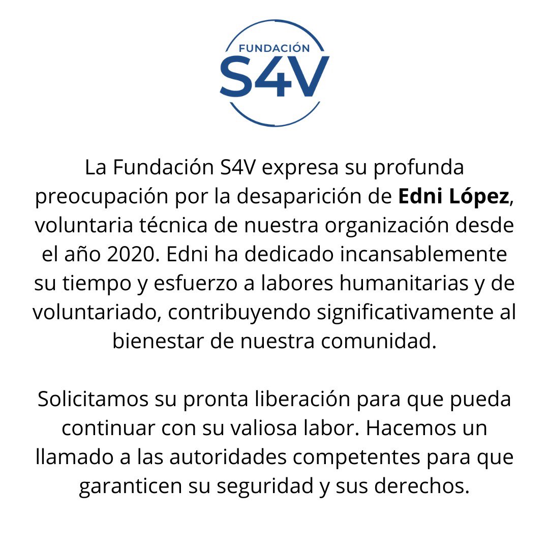 Comunicado sobre Edni Lopez, voluntaria técnica de la Fundación, comprometida con los principios humanitarios de humanidad, neutralidad, imparcialidad e independencia