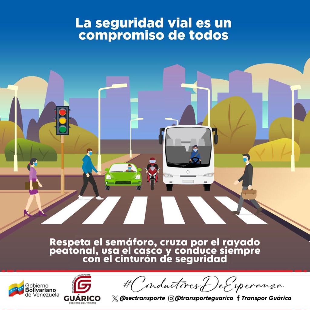 ¡La seguridad vial es responsabilidad de todos! 🚦

Respetar las señales de tránsito, usar el cinturón de seguridad y estar atentos a nuestro entorno son pequeñas acciones que marcan una gran diferencia. 

#ConductoresDeEsperanza 
#TransporteGuárico