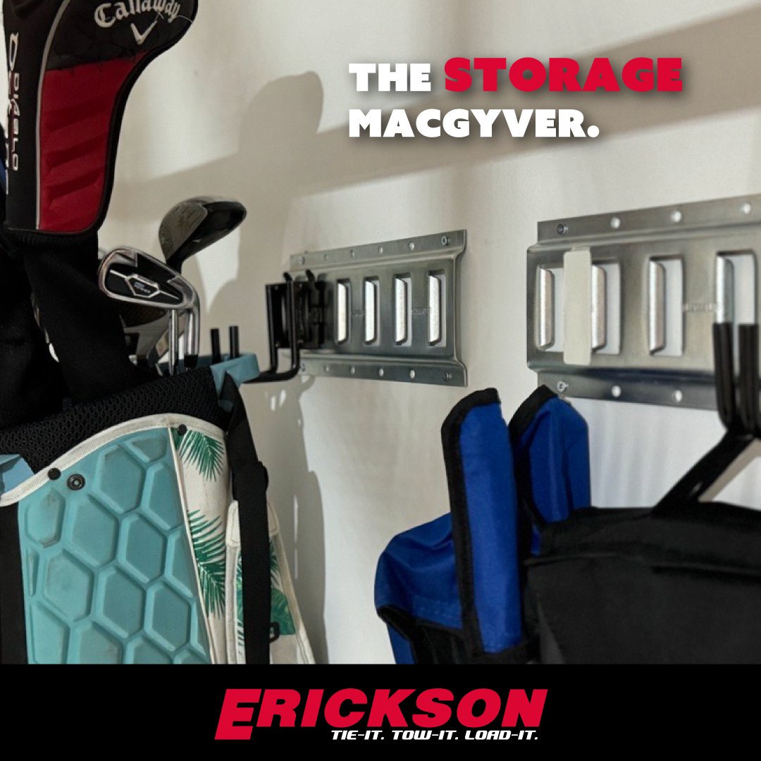 E-track can make your shop or garage the envy of your block. Don't believe us? Install one and leave the garage door open.

Get one of our new kits, now on amazon.com/ericksonstore