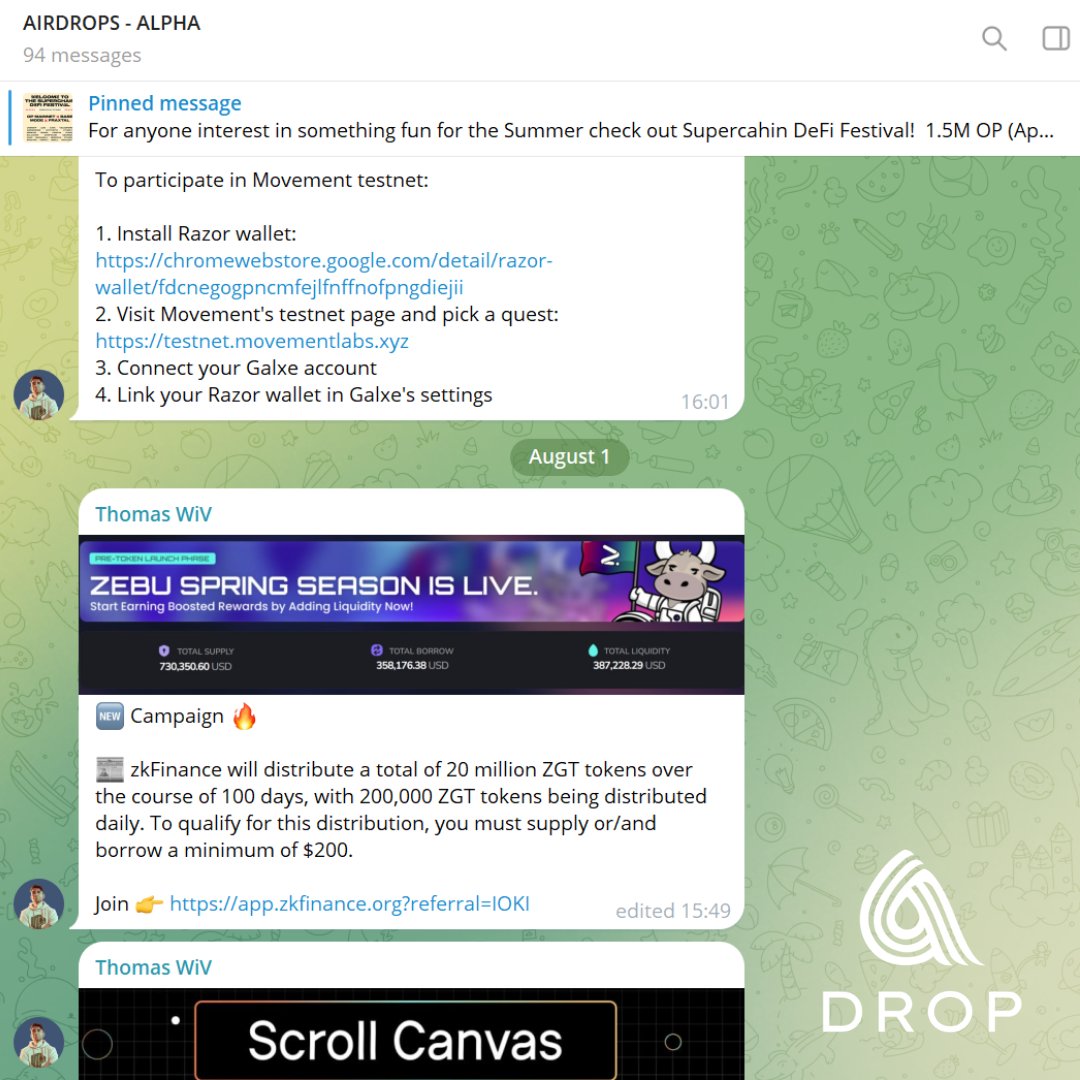 Get the latest #AirdropAlpha in our #Telegram group - t.me/adropai 

Every day we release updates on the latest #AirdropNews.

Don't miss a beat with instant market news on the latest trends in #Airdrops.
