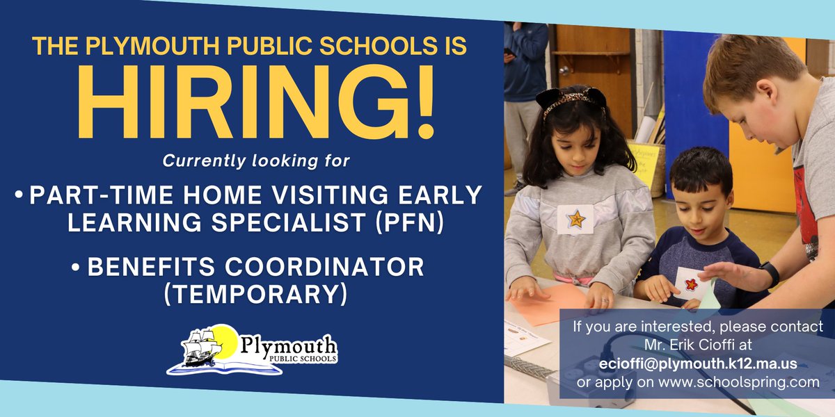 PPS is hiring for numerous positions, including:

- Benefits Coordinator (Temporary Position)
- Part-Time Home Visiting Early Learning Specialist for PFN
- Custodians
- Paraeducators
- School Bus Drivers
- Teachers
...and more! Visit schoolspring.com to apply now!