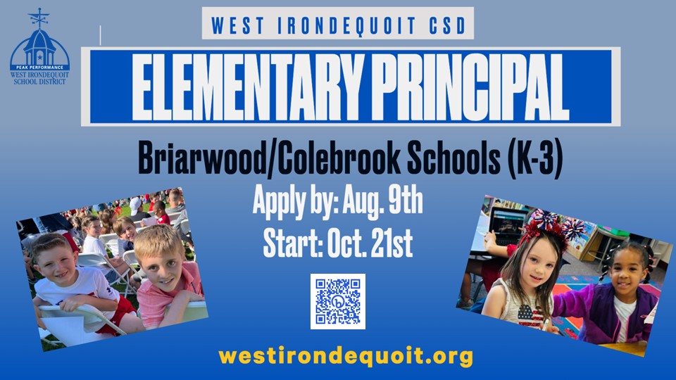We are looking for a new Principal for Briarwood &amp; Colebrook schools. This administrative leader oversees both K-3 schools.

Please apply by this Friday, 8/9 via this link: bit.ly/Admin_WICSD