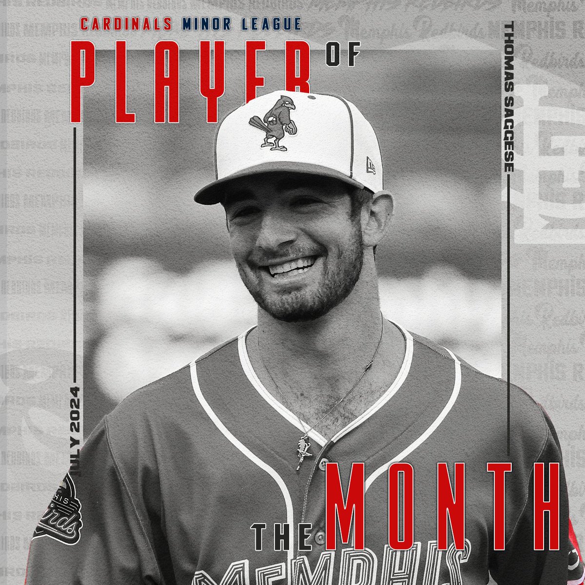 Memphis Redbirds (@memphisredbirds) on Twitter photo <a href="/Cardinals/">St. Louis Cardinals</a> have named Thomas Saggese Minor League Player of the Month!
Saggese slashed .349/.400/.590 with standout stats across the board, including a season-high four-hit game and a walk-off HR.
Rated as the 5th best prospect in the organization, Saggese is killing it! <a href="/Cardinals/">St. Louis Cardinals</a> have named Thomas Saggese Minor League Player of the Month!
Saggese slashed .349/.400/.590 with standout stats across the board, including a season-high four-hit game and a walk-off HR.
Rated as the 5th best prospect in the organization, Saggese is killing it!