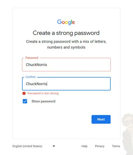 Password too strong? Clearly, they haven't met Chuck Norris!
#TechHumor