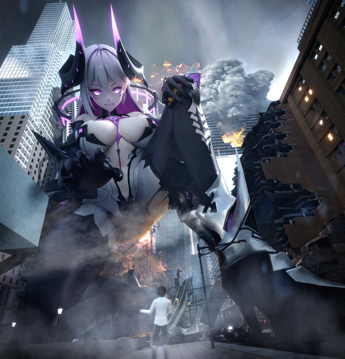 Codex_Invicta's tweet image. Finally, I got some time and motivation to make a scene with a big waifu~