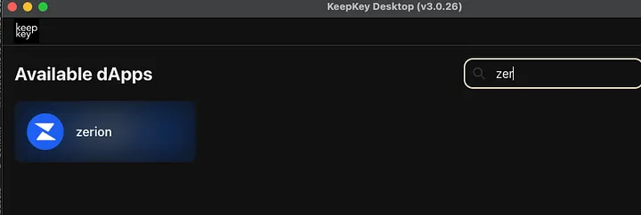 Zerion on KeepKey