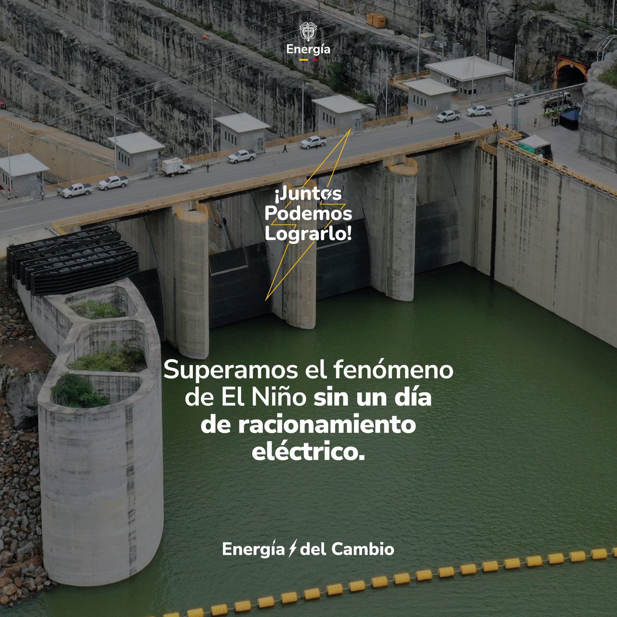 MinEnergiaCo's tweet photo. ¡Superamos el Fenómeno de El Niño más fuerte de la historia en Colombia🇨🇴!
Con el trabajo articulado del sector logramos garantizarle al país la seguridad energética.
#JuntosLoLogramos⚡ https://t.co/moZpe0j3sk