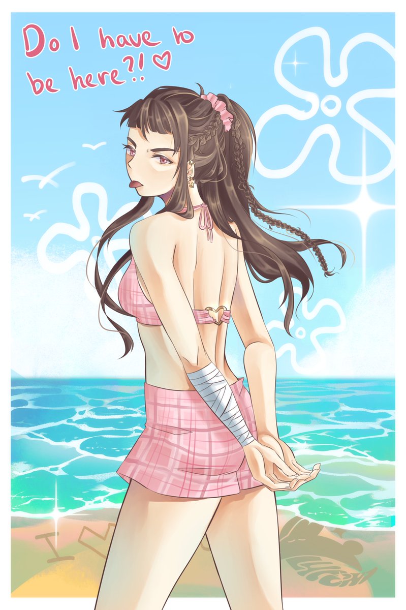 wobuzhibao's tweet photo. beach episode jinni!!!!!!! she was supposed to be holding a rubber ring but it covered most of her body so i deleted it NKFNJASJDAND #lucentpond https://t.co/XvsRZEwUUE