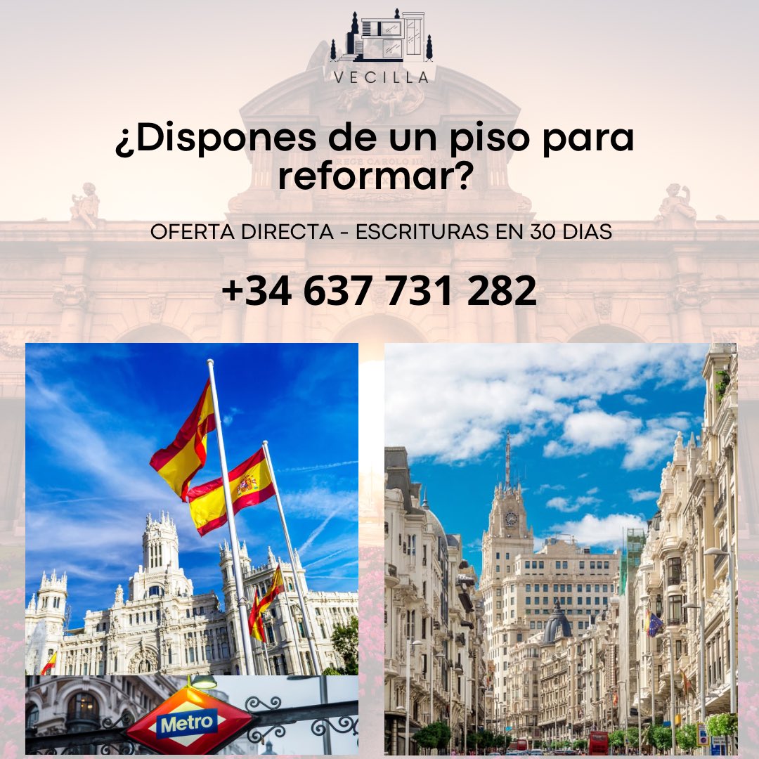 vecillaproptech's tweet photo. ¿Tienes un piso en venta? 🏠 ¡Vecilla Proptech lo busca! Contamos con empresas y grupos de inversión que compran propiedades en 30 días. ¡Contáctanos para más info! +34 637 731 282 #VecillaProptech #FlippingInmobiliario #VentaRápida #madrid #herencia #inmo #realstate https://t.co/WNdilnfAkj