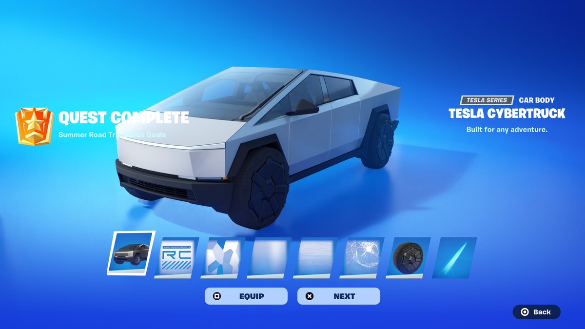 Fortnite Tesla Cybertruck Car Body Giveaway 

To Enter: 
❤️♻️ LIKE &amp; RETWEET
📲 FOLLOW @ForkniteStatuss 
✅ COMMENT “DONE”

USE CODE ‘FNLK’ #ad