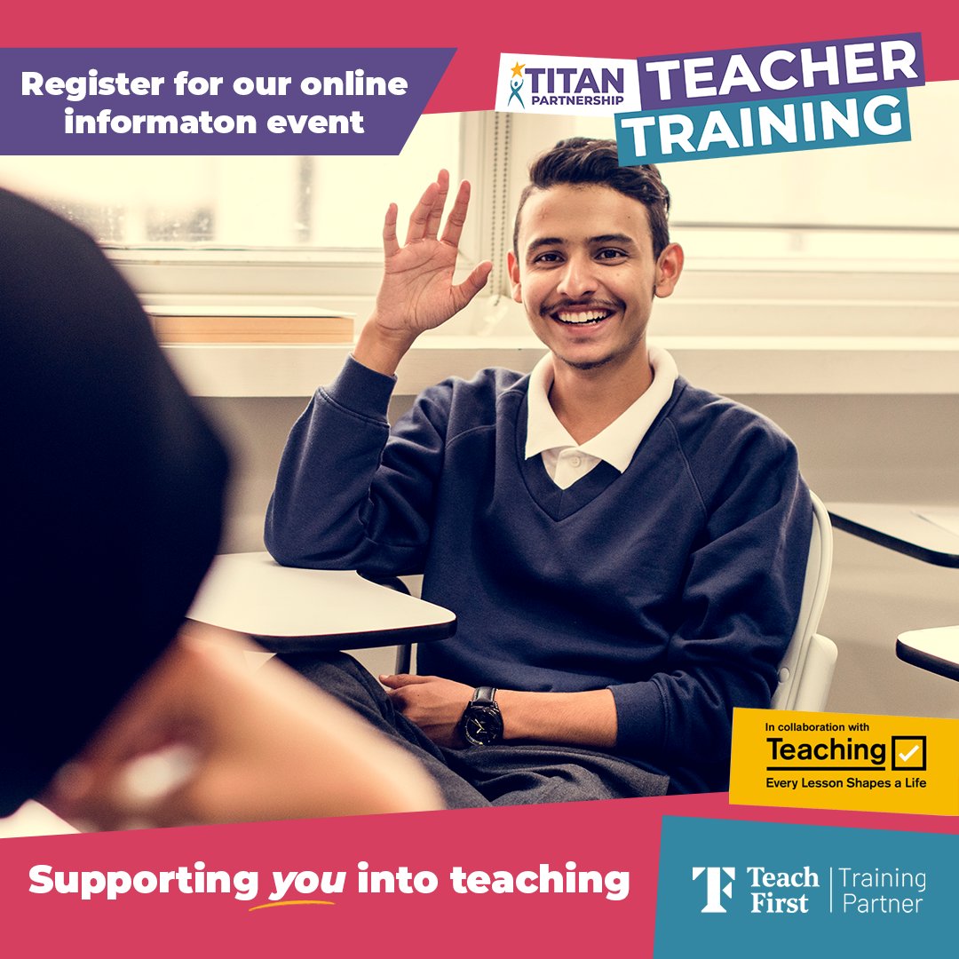 📢 Join us for our virtual webinar, where our teacher training experts will provide you with all the information you need to succeed and train to teach from September 2025. 

🗓️ 20th August
⏰ 4pm-5pm

Register today at titanteachertraining.co.uk