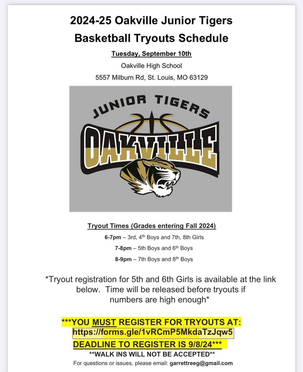 OJT tryouts!
docs.google.com/forms/d/e/1FAI…   <a href="/OHS_Tigers/">Oakville High School</a> <a href="/BCzuppon/">Becky Czuppon, OHS A.D.</a>