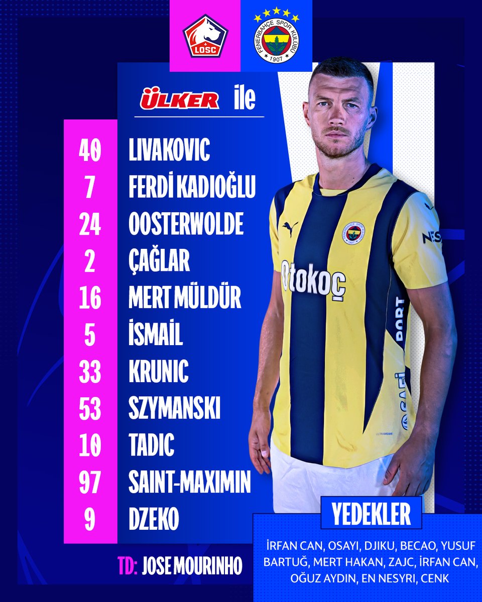 Lille maçı ilk 11'imiz belli oldu. 👇

#LILvFB | <a href="/Ulker/">Ülker</a> | #MaçVarsaÜlkerVar