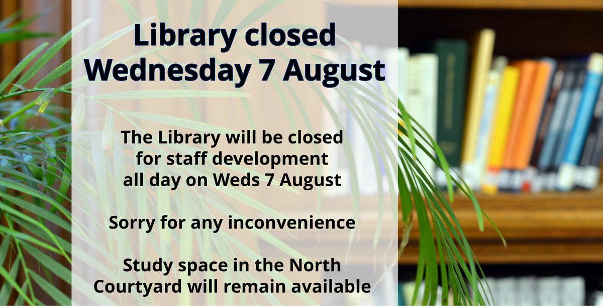 LSHTMlibrary's tweet photo. ⚠️ Closed 7 August ⚠️ 

We'll be closed tomorrow (Wednesday) for our staff planning &amp; development day. 

Other study spaces will be available in the North Courtyard area of Keppel Street.

Our online enquiries services will also be unavailable however. 

Sorry for any disruption. https://t.co/xArFIJspp5