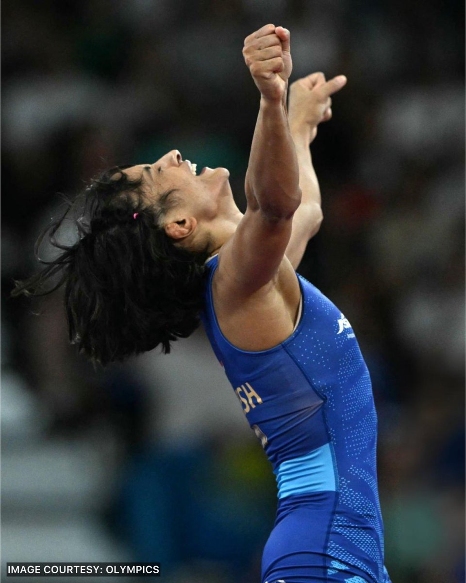 KKRiders's tweet photo. The first Indian female wrestler to reach an #Olympics Final 🇮🇳

Let’s go for #GOLD, Vinesh! 🥇 https://t.co/aDpQfmgnlR
