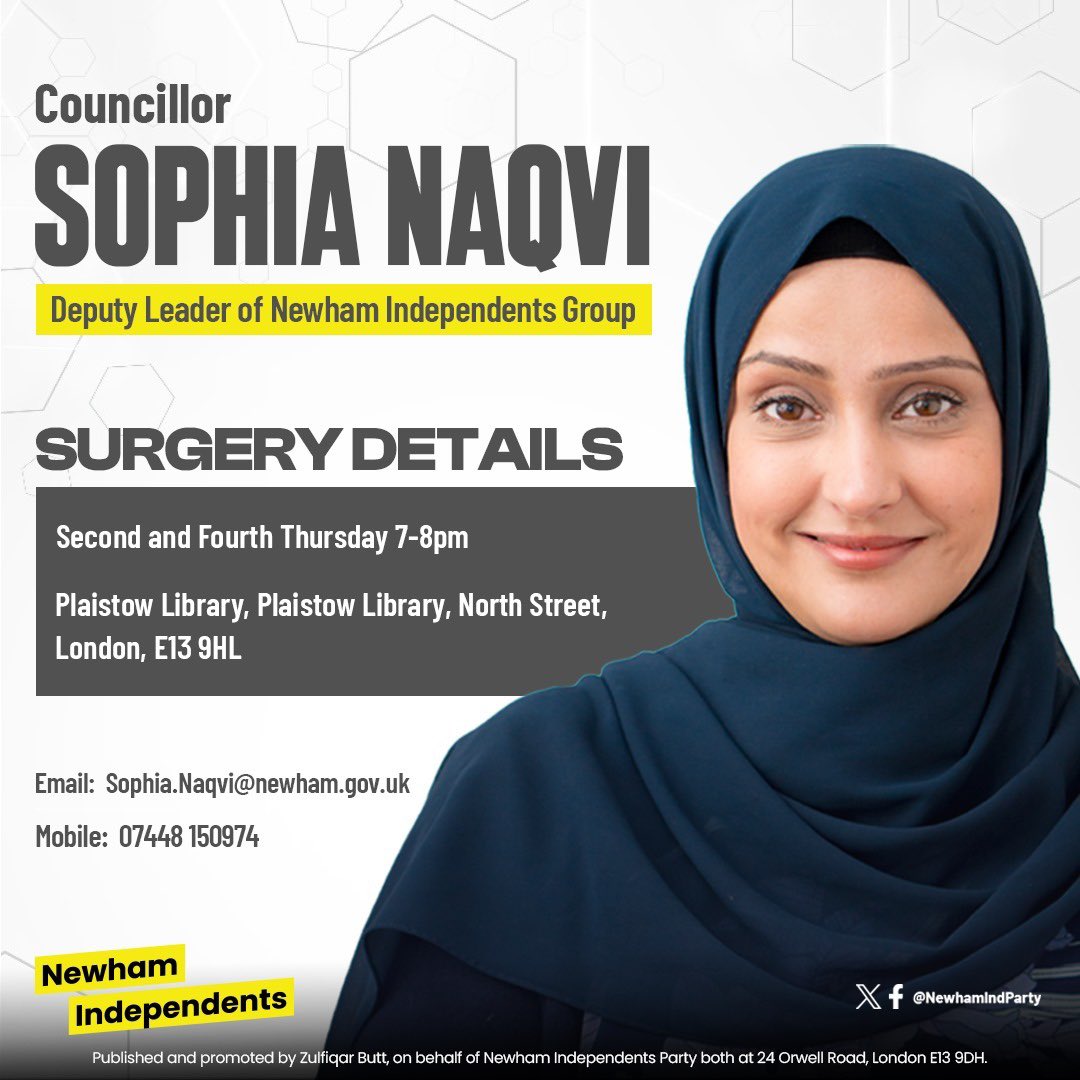 SophiaNaqvi1's tweet photo. I am here to serve the community and am more than happy to meet you. 

Here are my surgery and contact details. Please get in touch 💛 https://t.co/bd9ZnrLwpD