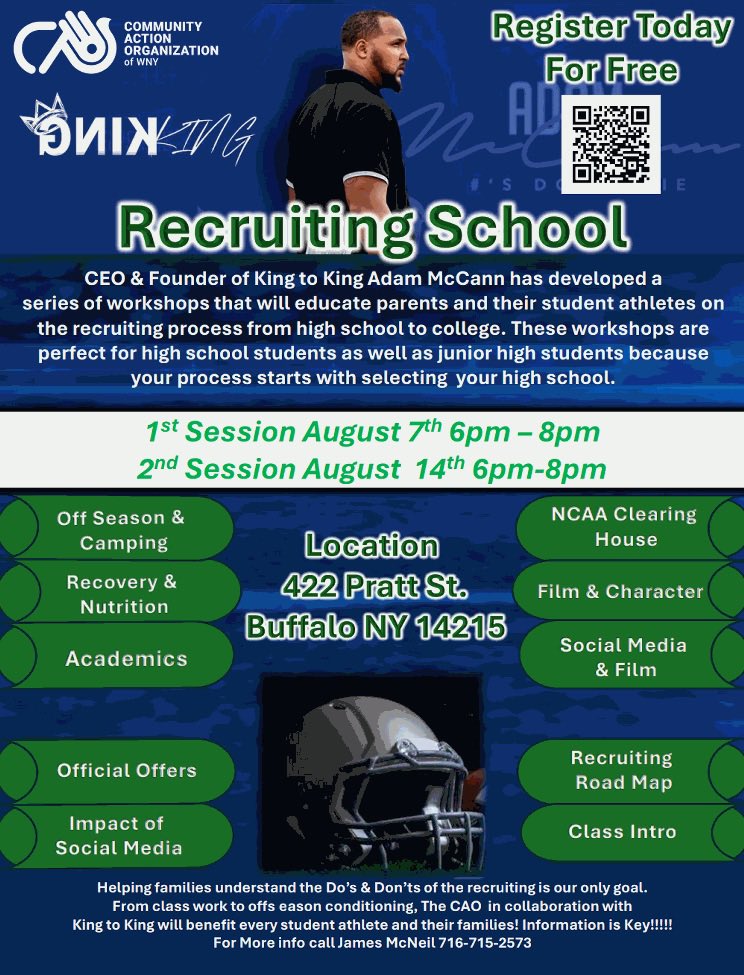 Looking forward to educate those that want to be educated in the 716 about the recruiting process for FREE!!

form.jotform.com/242085102500137