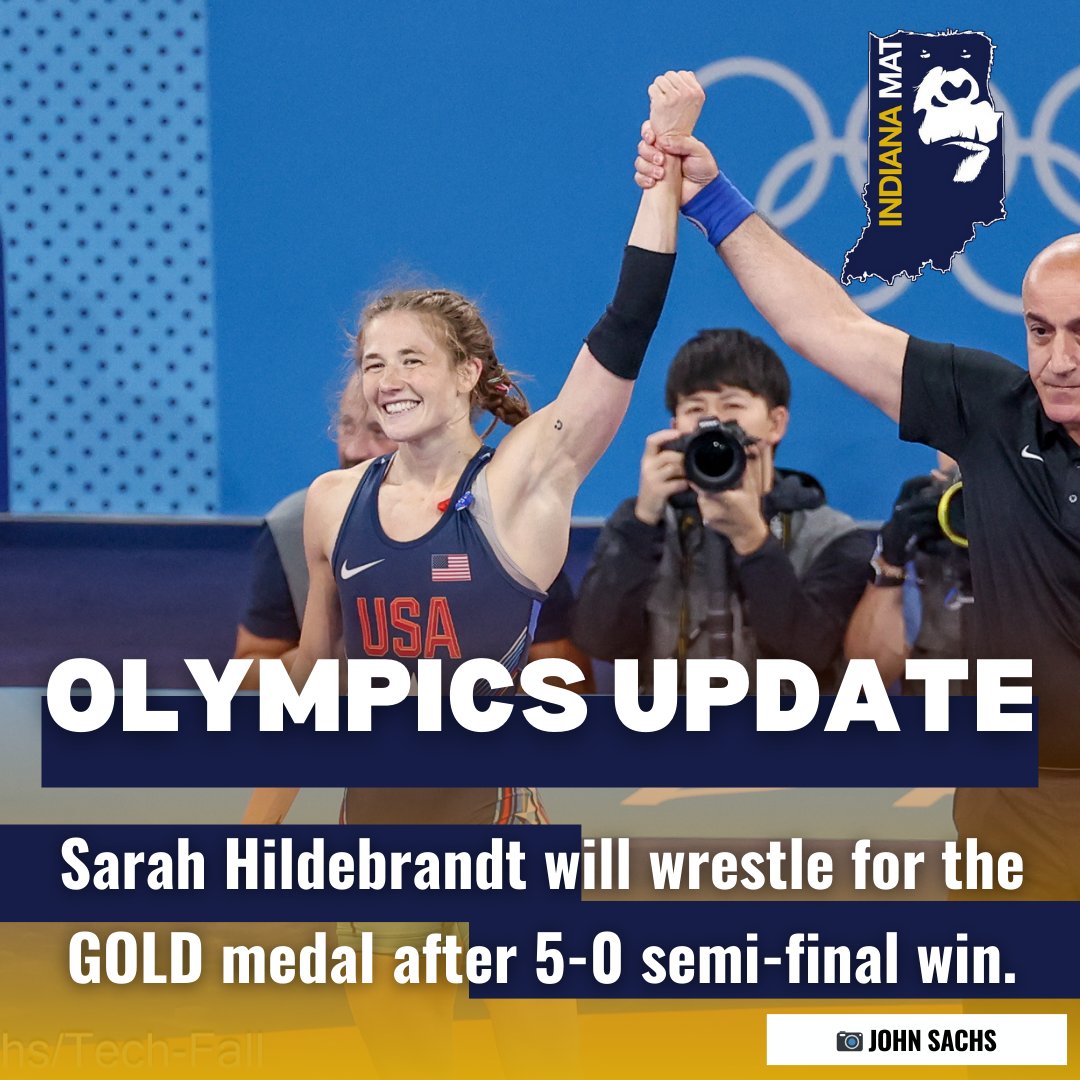IndianaMat's tweet image. She's onto the GOLD MEDAL MATCH!!!! SARAH HILDEBRANDT will wrestle for GOLD!!!!