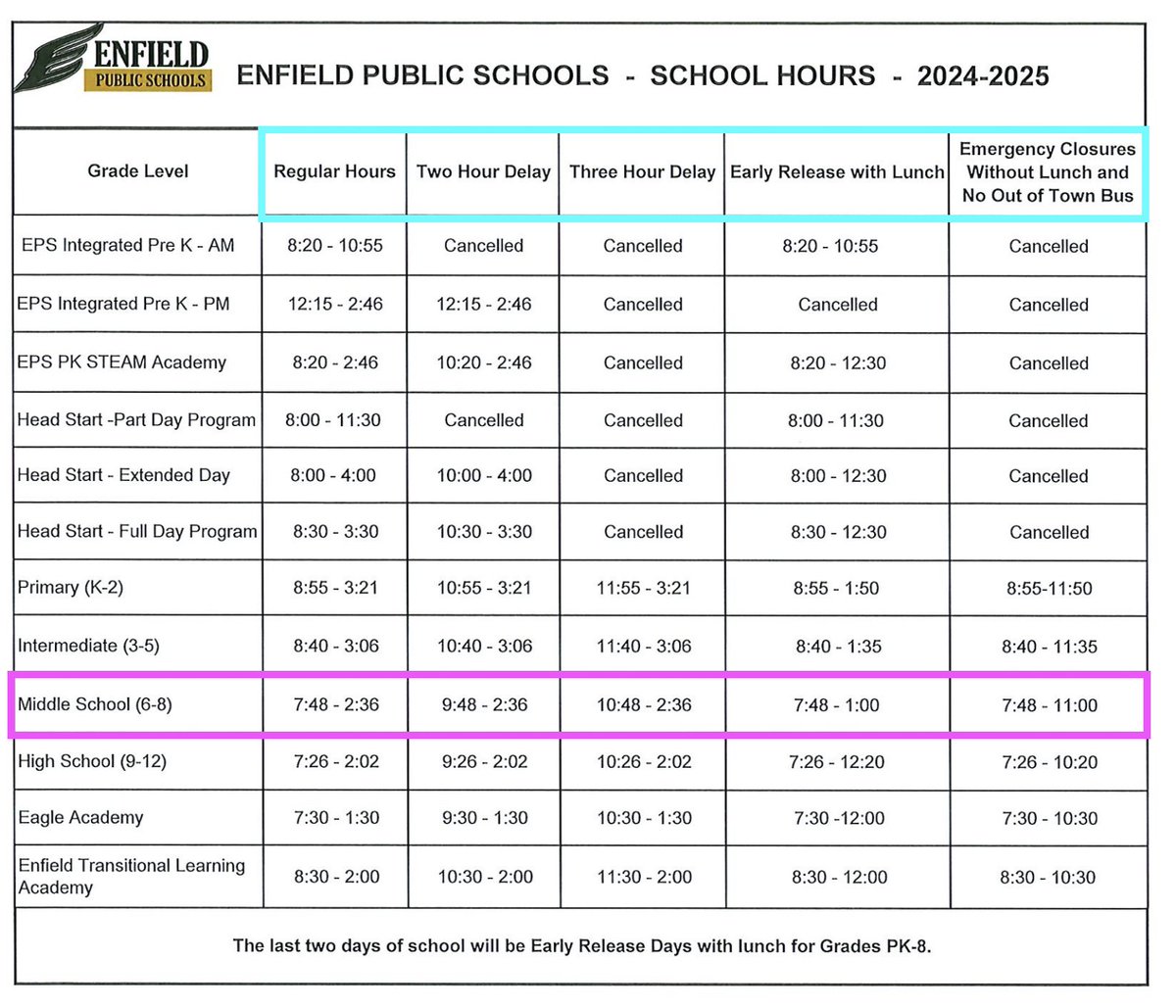 JFK School Hours ⏰