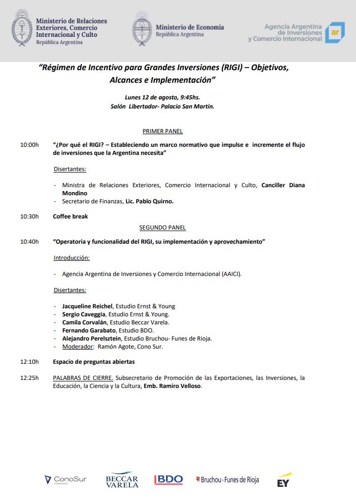 Agradecemos a la Agencia Argentina de Inversiones <a href="/PromocionARG/">Inversión y Comercio</a> por la invitación a participar como panelistas del evento sobre el #RIGI <a href="/EY_Argentina/">EY Argentina</a>
<a href="/jackiereichel/">Jackie Reichel</a>

inversionycomercio.ar