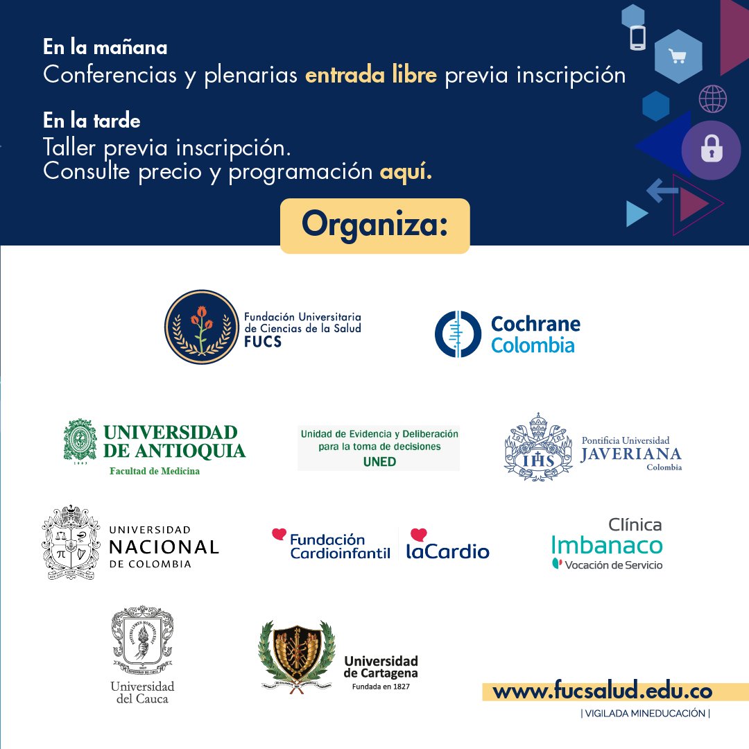 🔔Los invitamos al 3er Simposio Cochrane Colombia: Innovación en síntesis de evidencia y transferencia de conocimientos. La cita es el ⏰24 y 25 de octubre en el Auditorio Jorge Gómez Cusnir.

Obtén más información aquí 👉 fucsalud.edu.co/seminarios/sim…