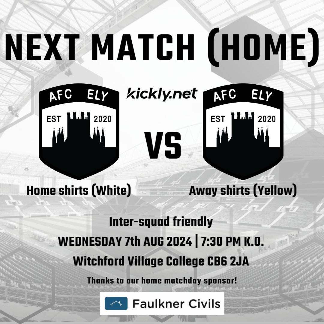 Inter-squad friendly tomorrow at Witchford Village College 3G.

KO 7:30 PM