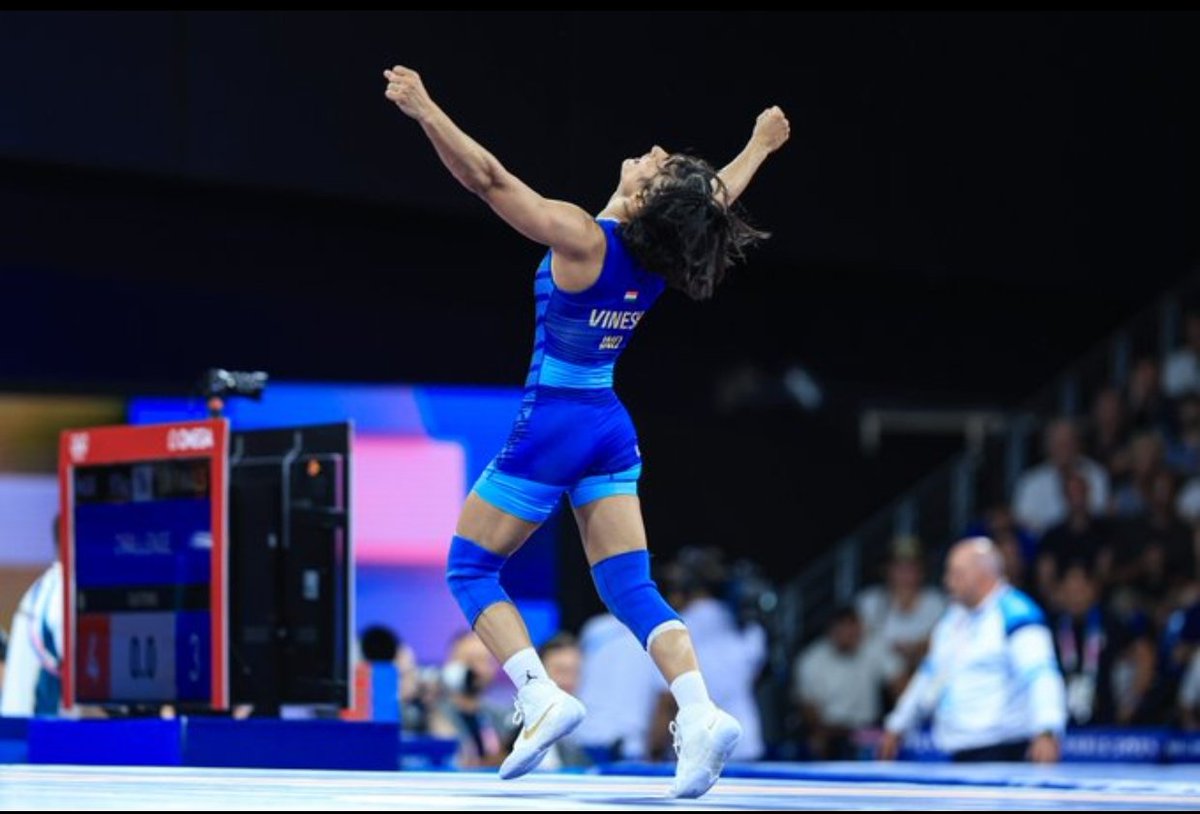 menilaymathur's tweet photo. Proud moment 🇮🇳.....GOLD hamara hai...��🦾
#विनेश_फोगाट #GOLD #Paris2024 #wrestling #SaveBangladesiHindus Finals Cuba Iran https://t.co/kgZQFtkMae