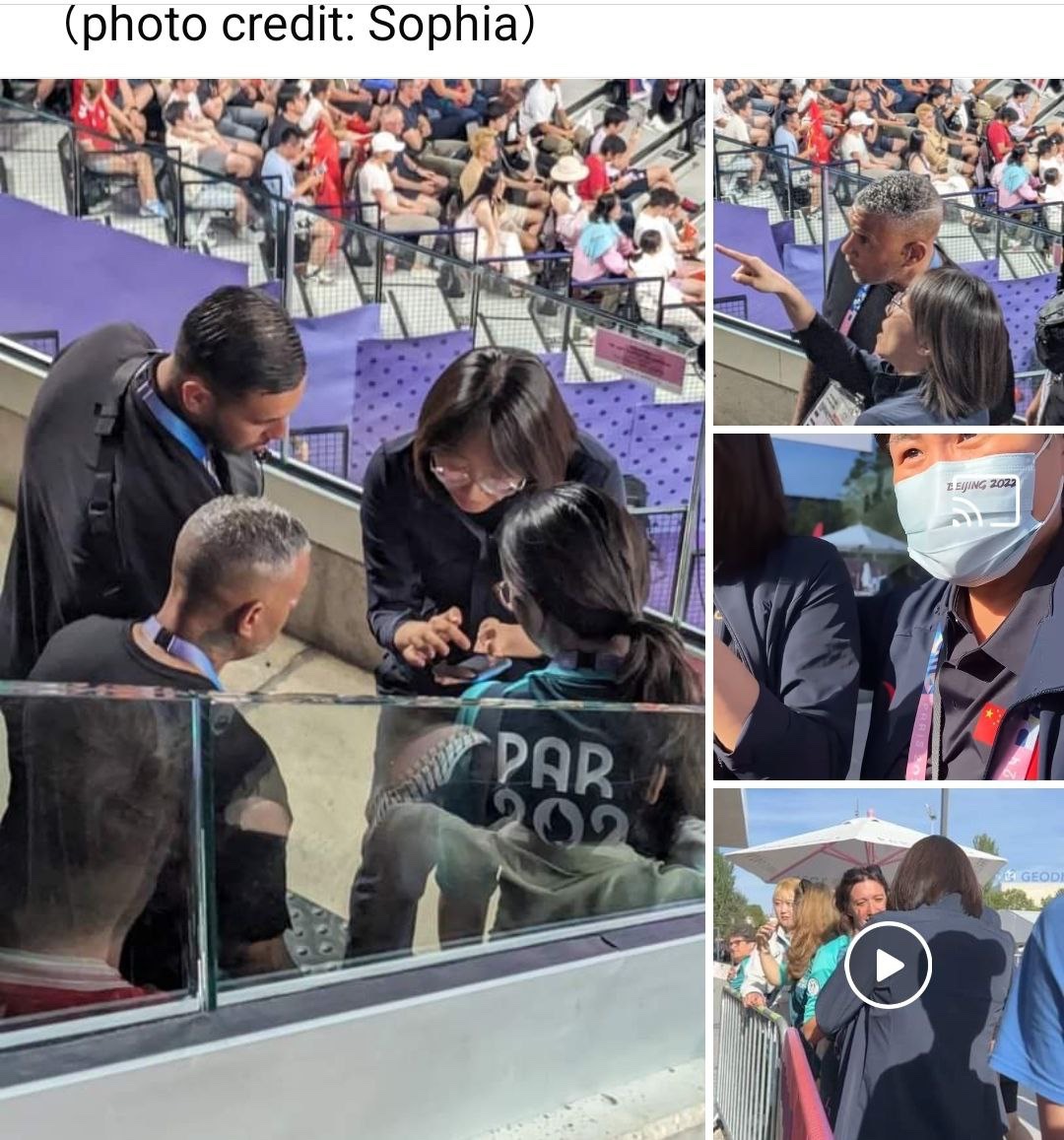 bxieus's tweet photo. During Olympic badminton final match, a Chinese woman was caught dictating the security and volunteers to confiscate all banners "related to Taiwan". Souvenirs were given out to the those workers at the end of match to thank their "cooperation".
IOC is now controlled by CCP! https://t.co/MxjdoyRCJl