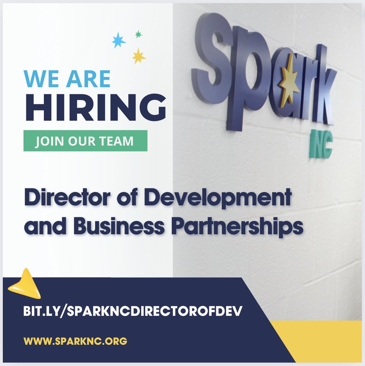 SparkNC is Hiring! ✨✨ SparkNC is seeking a skilled Director of Development and Business Partnership.
 bit.ly/sparkncdirecto…

Please share this position with your network to help us find our next team member!
#wearesparknc