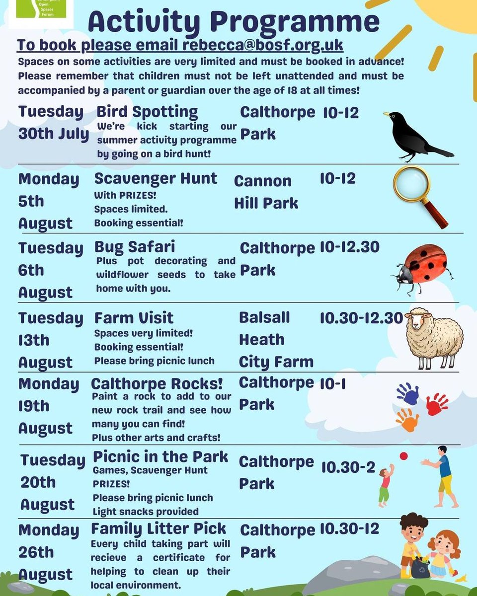 🌿🐛🦋 Our Bug Safari this morning in Calthorpe Park was a great success! Families joined in to explore insects and wildlife. Rebecca, who led the session, said, "The turnout was fantastic, and it was amazing to see families taking an interest in the tiny creatures we often