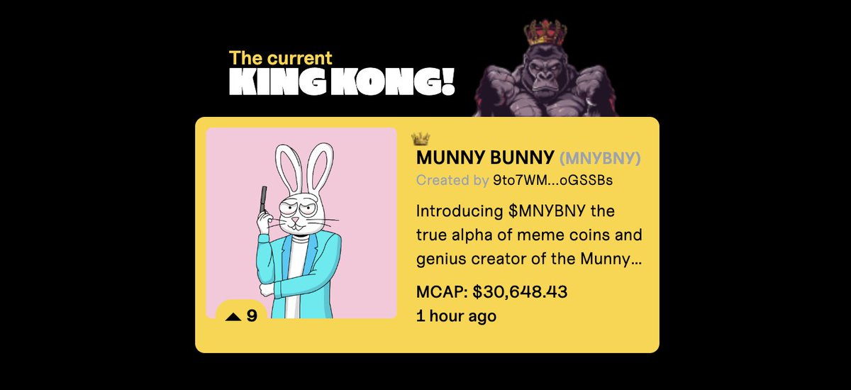 Munnybunnycoin's tweet photo. Already the KingKong on ape. Market cap 30k, lets push we're on route to raydium. Alphas in 🚀🚀 https://t.co/eIVoaq3i24
